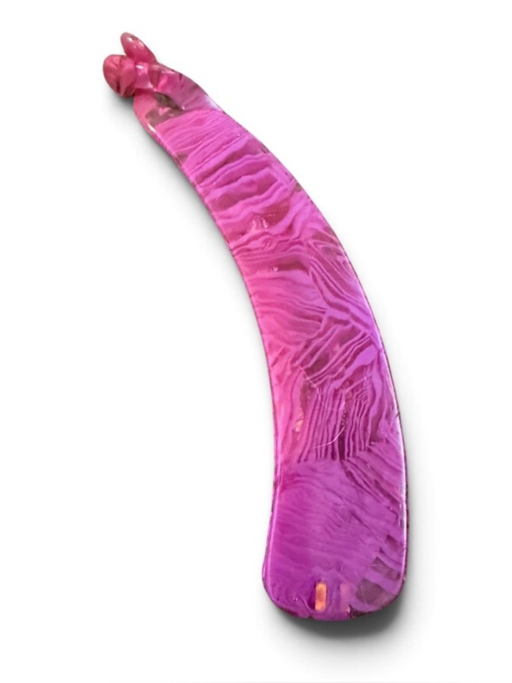 Vintage French Mini Banana Clip in a Bright Purple Pattern, 4”, Unworn